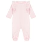 Baby Girls Pink Bow Babygrow, 1, hi-res