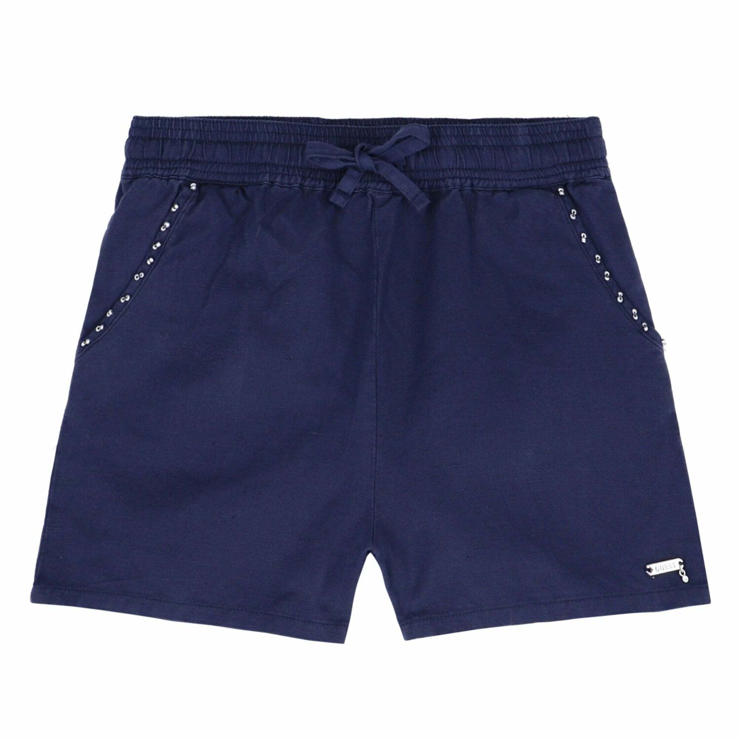Girls Navy Blue Linen Shorts, 1, hi-res