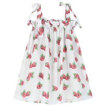 Girls White Raspberries Beach Dress