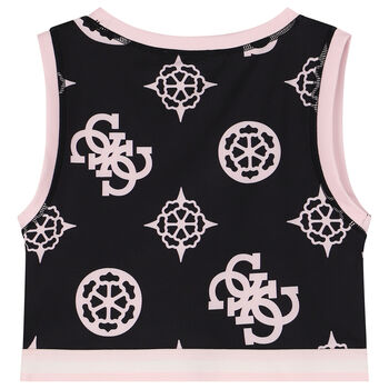 Girls Black & Pink Logo Top