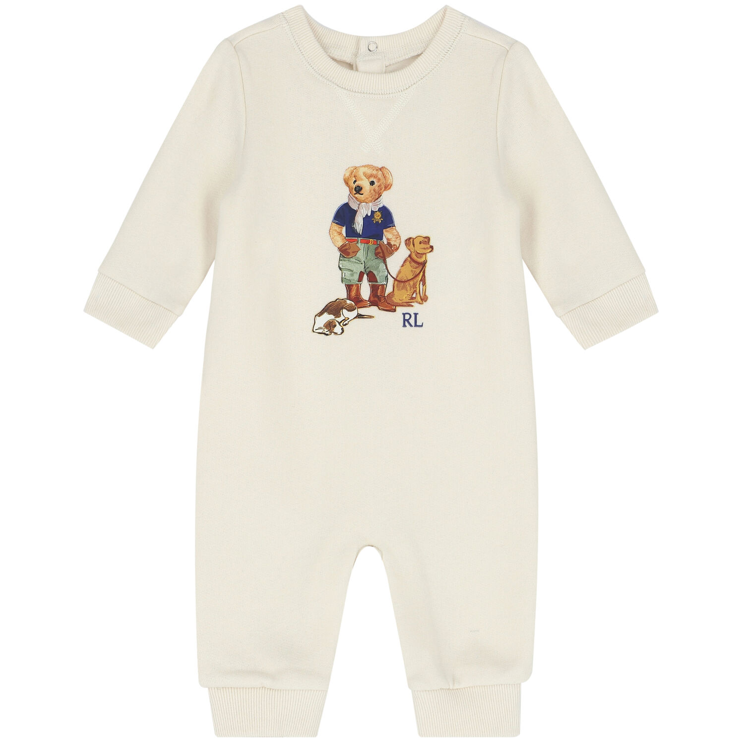 Ralph Lauren Baby Boys Beige Bear Romper Junior Couture