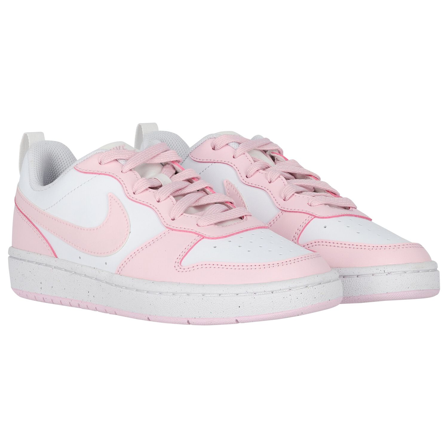 Girls White & Pink Nike Court Borough Low Trainers, 1, hi-res image number null