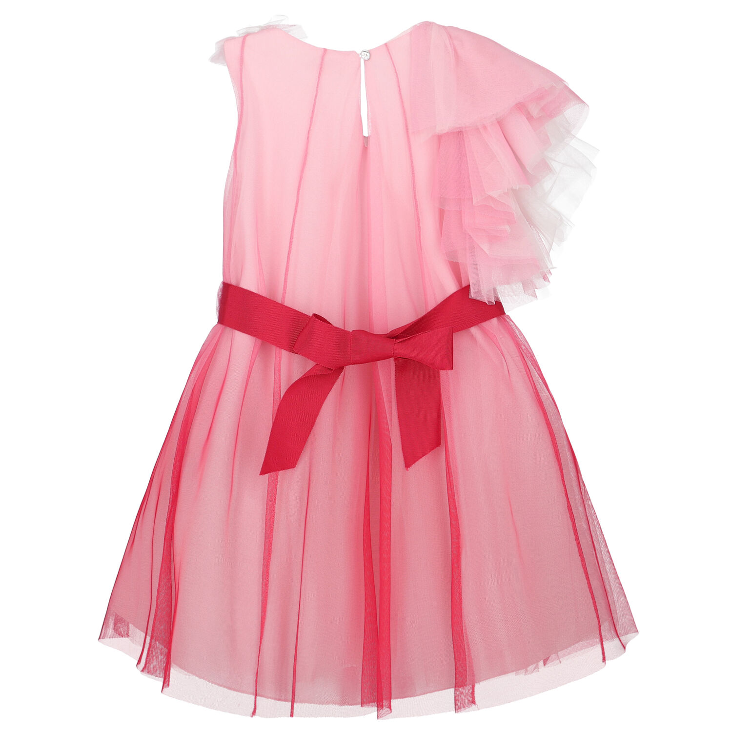 Girls Pink Tulle Ruffle Dress, 1, hi-res image number null