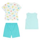Younger Boys Green & White Shorts Set, 1, hi-res