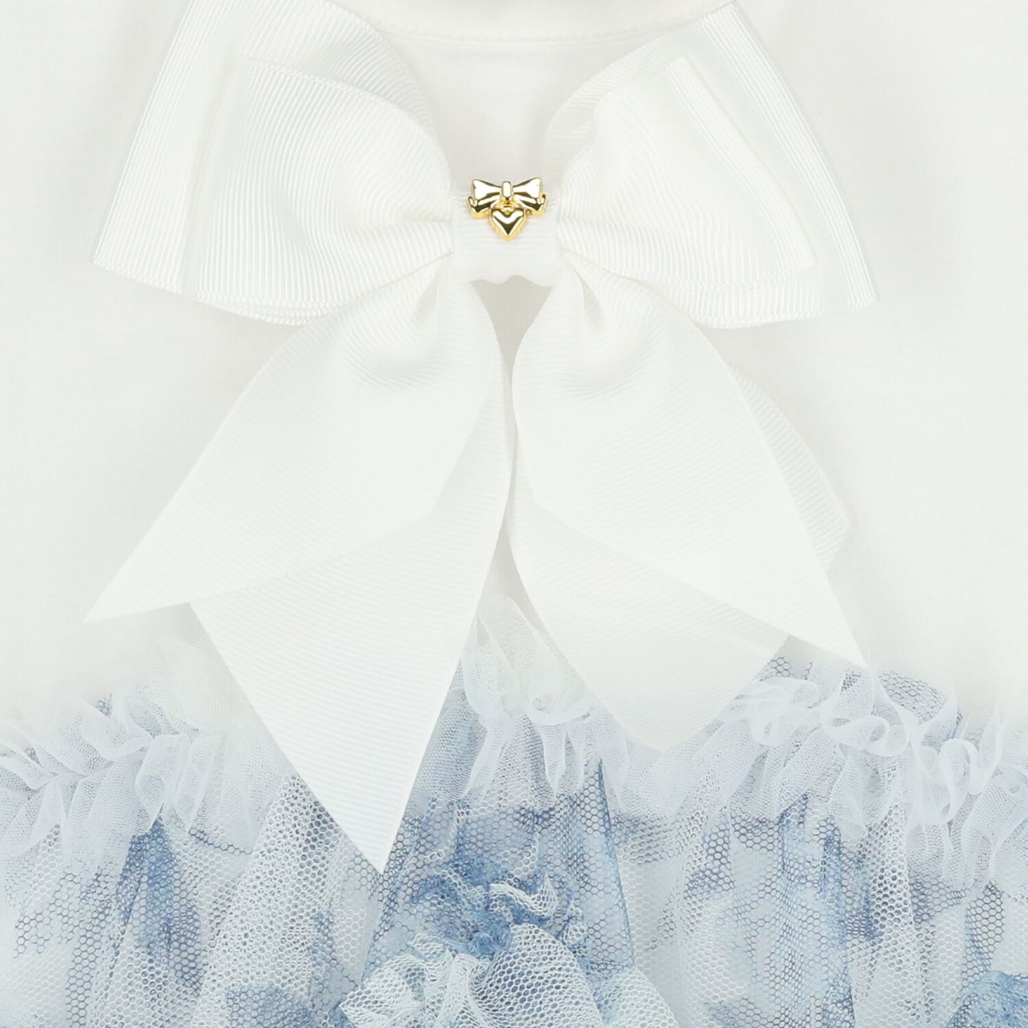 Girls White & Blue Floral Tulle Top, 1, hi-res