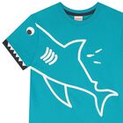 تيشيرت أولاد بطبعة سمكة القرش باللون الأخضر, 1, hi-res