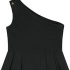 Girls Black One Shoulder Dress, 3, hi-res