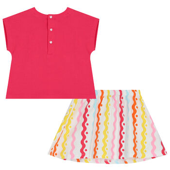 Girls Pink & White Skirts Set