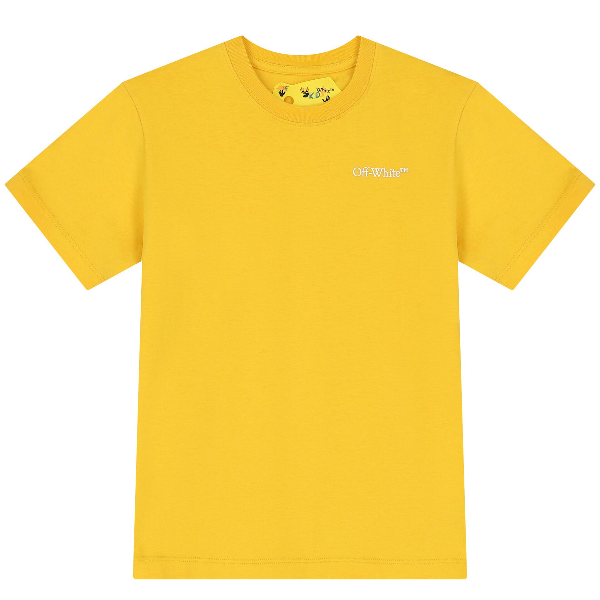 Off White Yellow Logo T Shirt Junior Couture USA