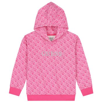 Girls Pink Logo Hooded Top