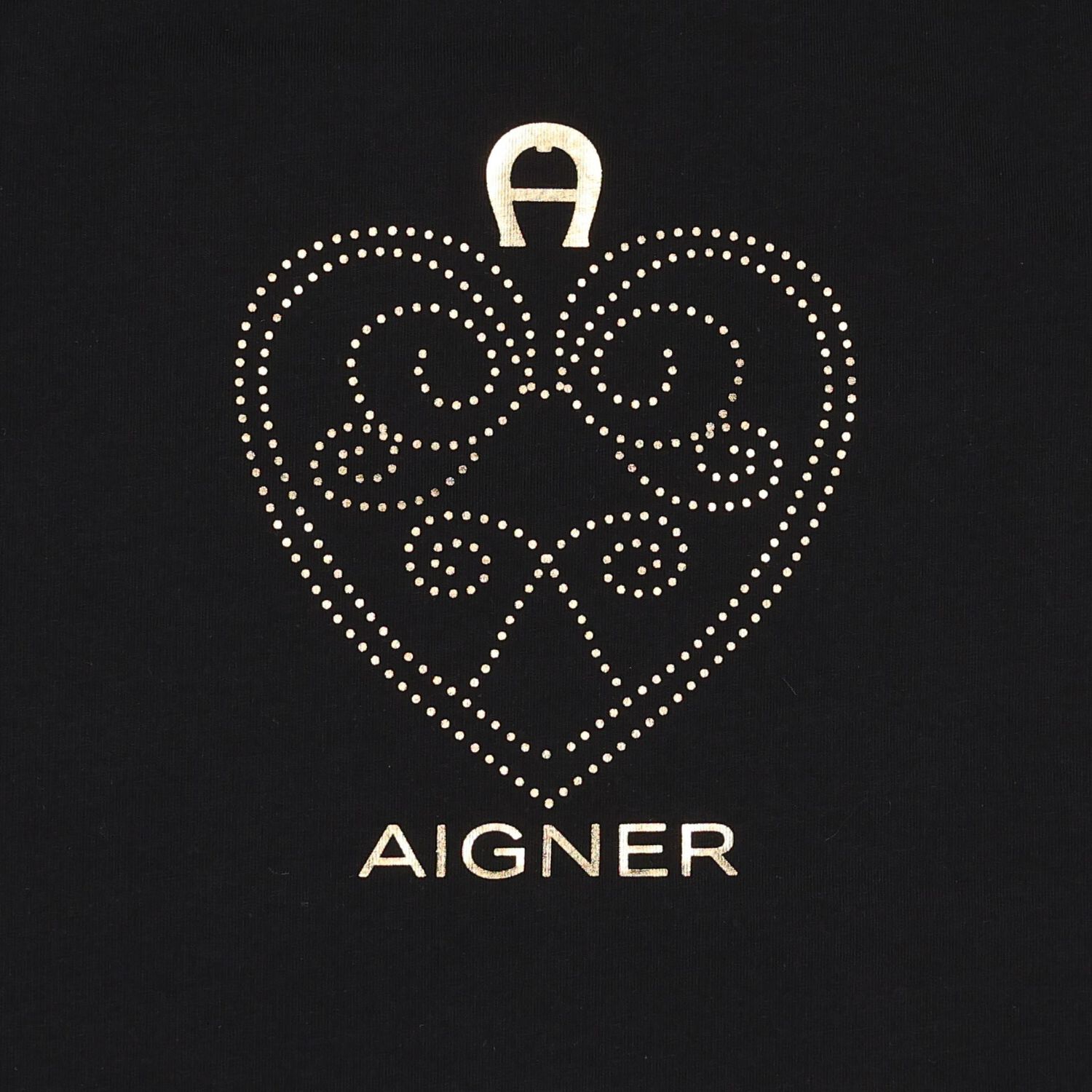 Girls Black & Gold Heart Logo T-Shirt, 2, hi-res