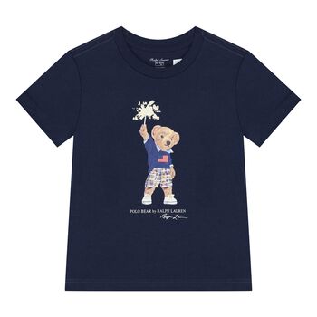 Baby Boys Navy Blue Polo Bear T-Shirt