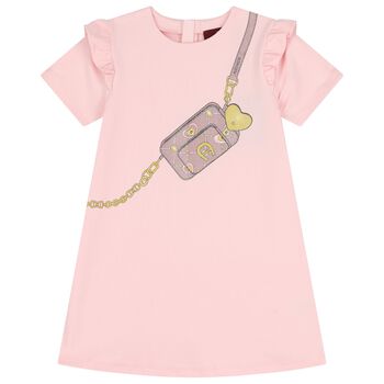 Girls Pink Logo Bag Dress