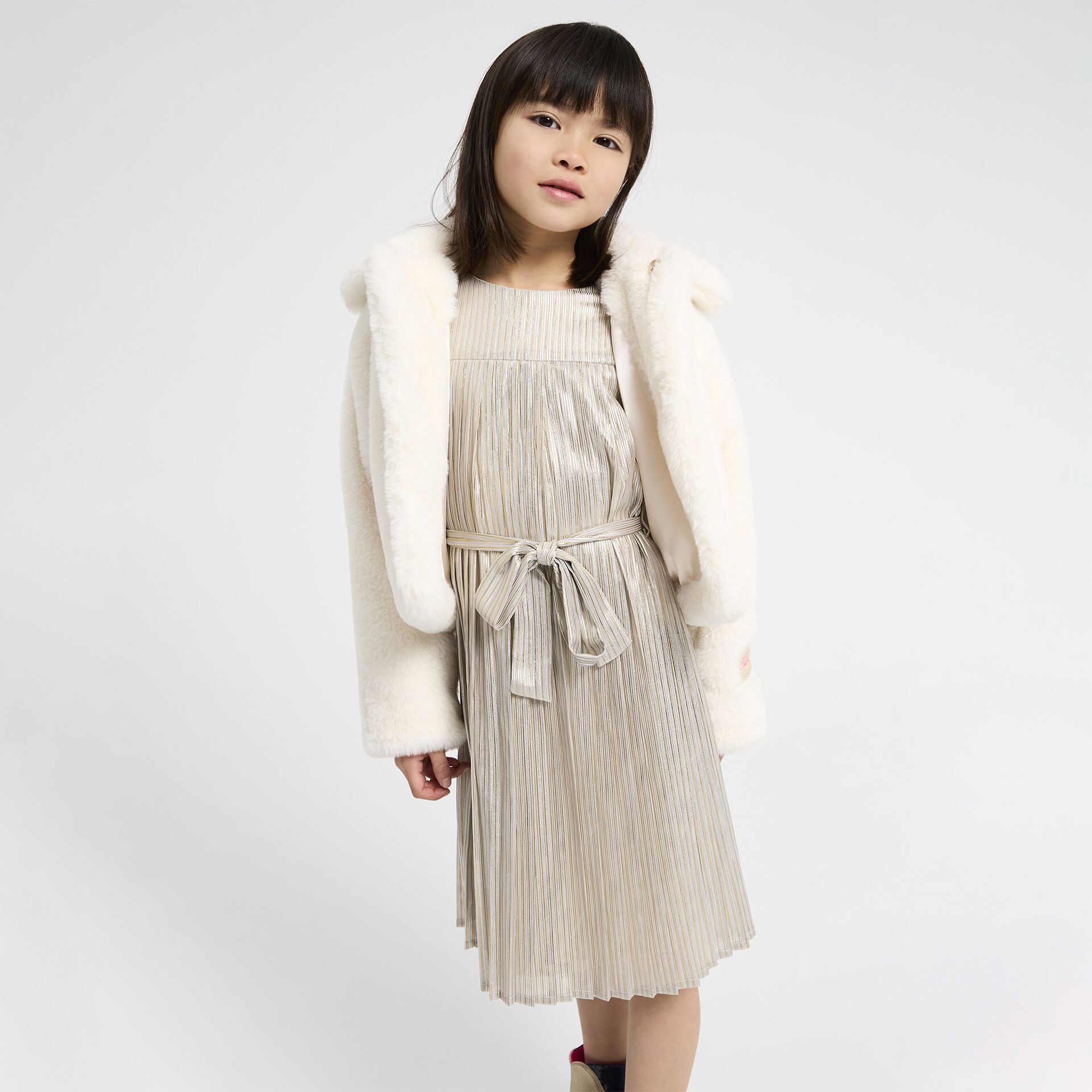 Girls ivory fur coat on sale