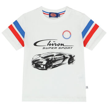 Younger Boys White Sports Car T-Shirt