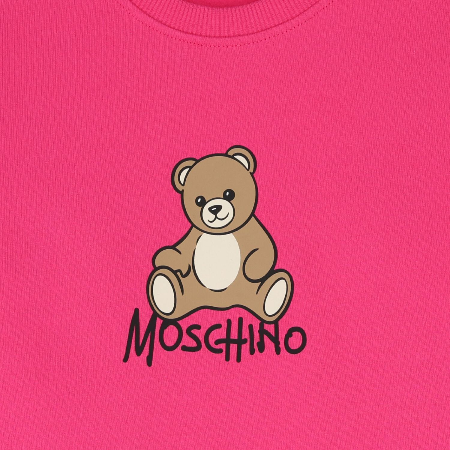 Girls Pink Teddy Bear Logo Swearshirt Dress, 3, hi-res
