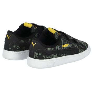 Younger Boys Black Logo Trainers