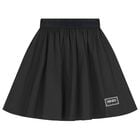 Girls Black Logo Skirt, 1, hi-res