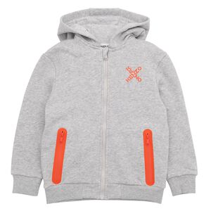 Boys Grey & Orange Logo Zip Up Top