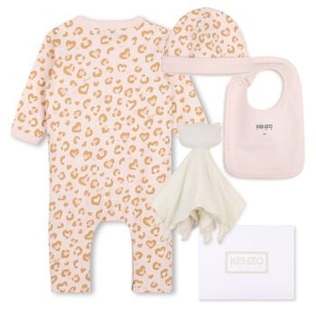 Baby Girls Pink Leopard Babygrow Gift Set