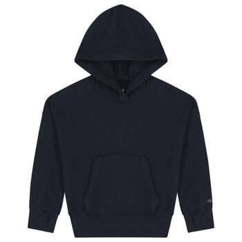 Girls Navy Blue Logo Hooded Top