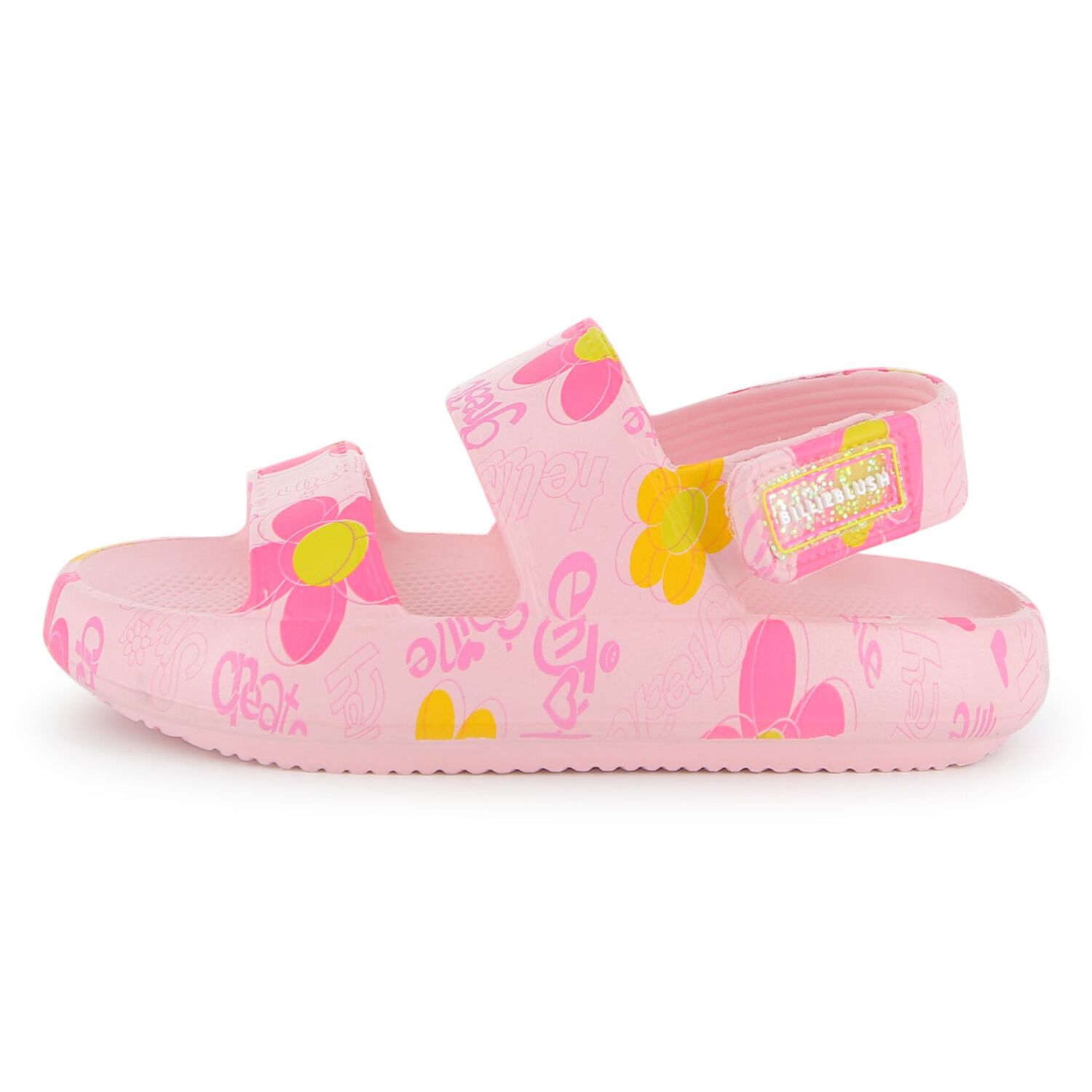 Girls Pink Floral Sandals, 1, hi-res