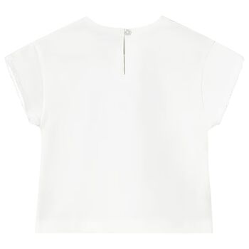 Younger Girls White Butterfly T-Shirt