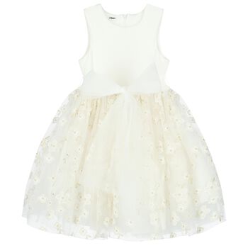 Girls Ivory Tulle Floral Dress