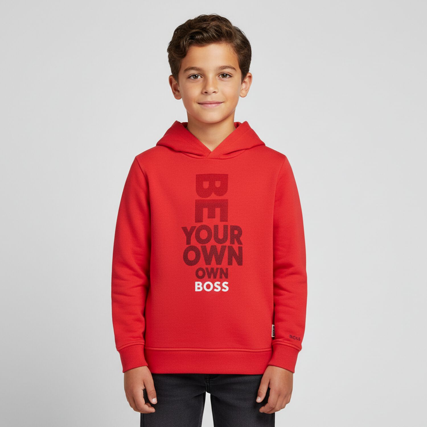 Boys Red Logo Hooded Top, 1, hi-res