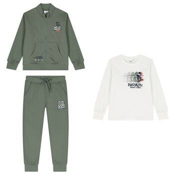 Boys Green & Ivory Skate Tracksuit Set