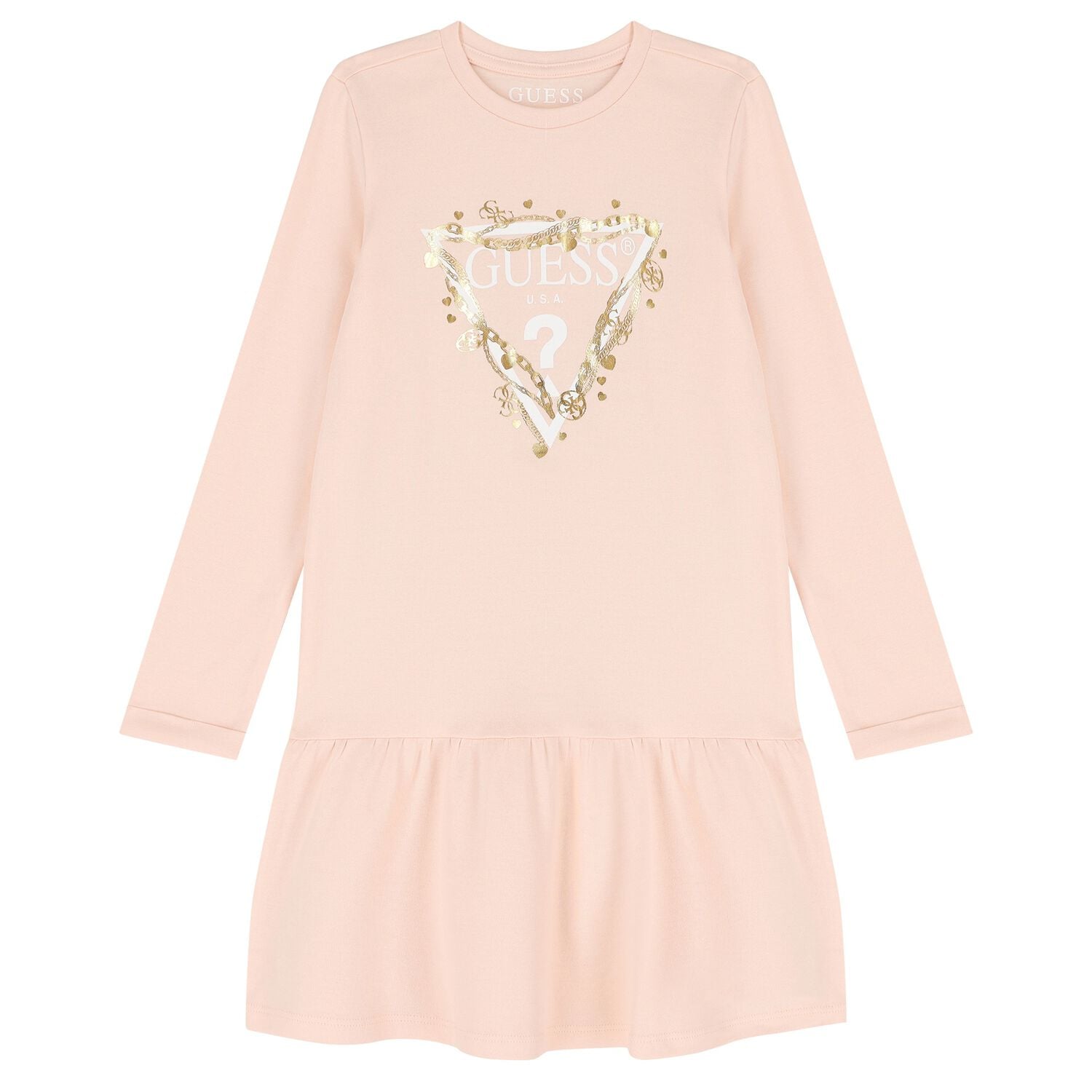 Girls Pink Logo Dress, 1, hi-res