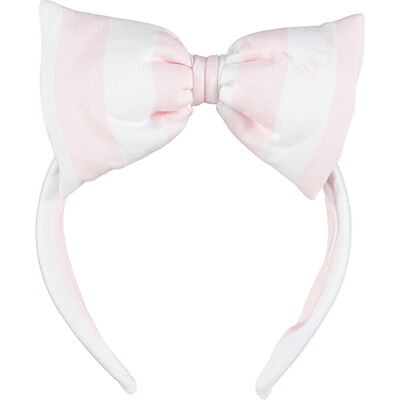 Girls Pink & White Bow Headband
