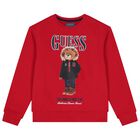Boys Red Teddy Bear Sweatshirt, 1, hi-res