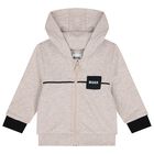 Baby Boys Beige & White Logo Tracksuit Set, 3, hi-res