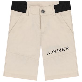 Boys Beige Logo Shorts