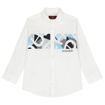 Boys White Logo Shirt