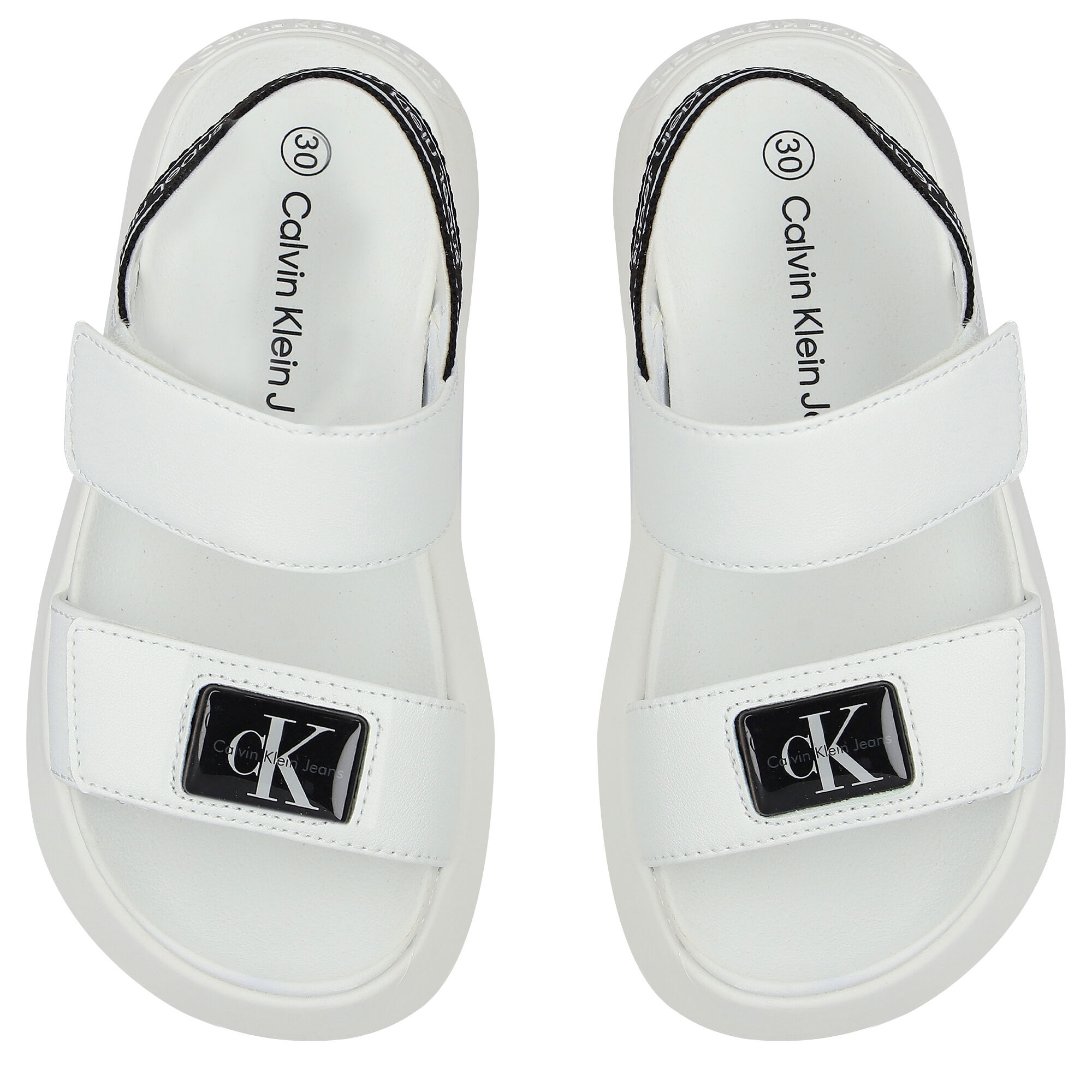Calvin Klein Girls White Logo Sandals Junior Couture USA