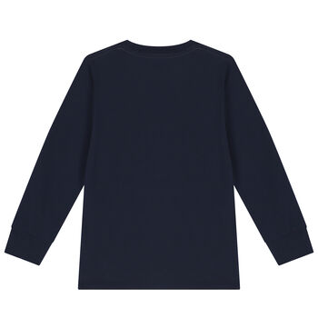 Boys Navy Blue Vintage Car Logo Long Sleeve Top