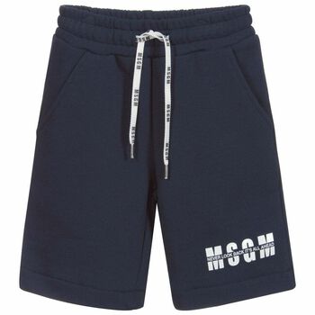 Navy Cotton Logo Shorts