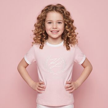 Girls Pink & White Logo T-Shirt