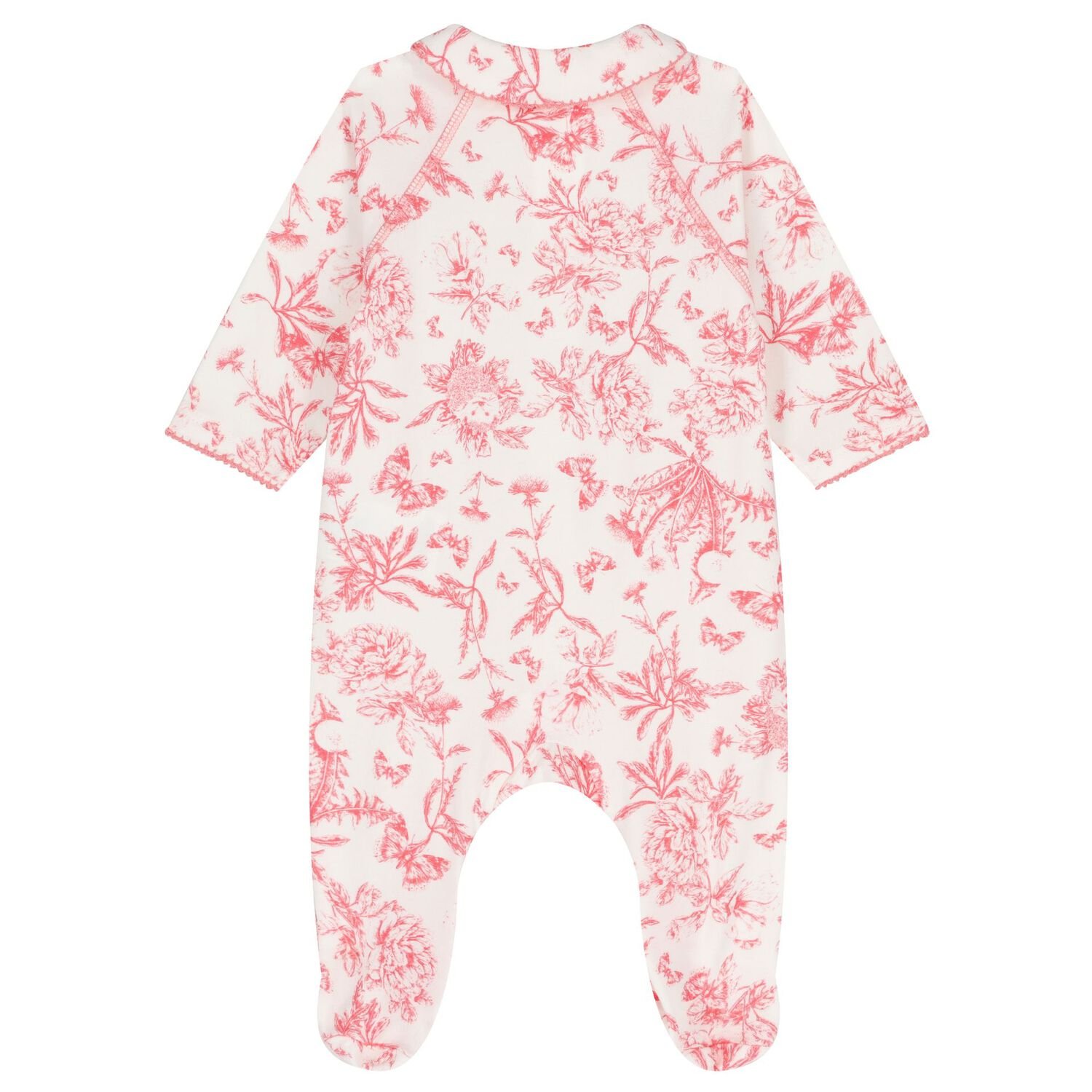 Baby Girls White & Red Floral Babygrow, 1, hi-res