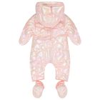 Baby Girls Pink Quilted Heart Snowsuit, 1, hi-res