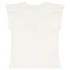 تيشيرت بنات قطن بطبعة الزهور باللون العاجي, 2, hi-res