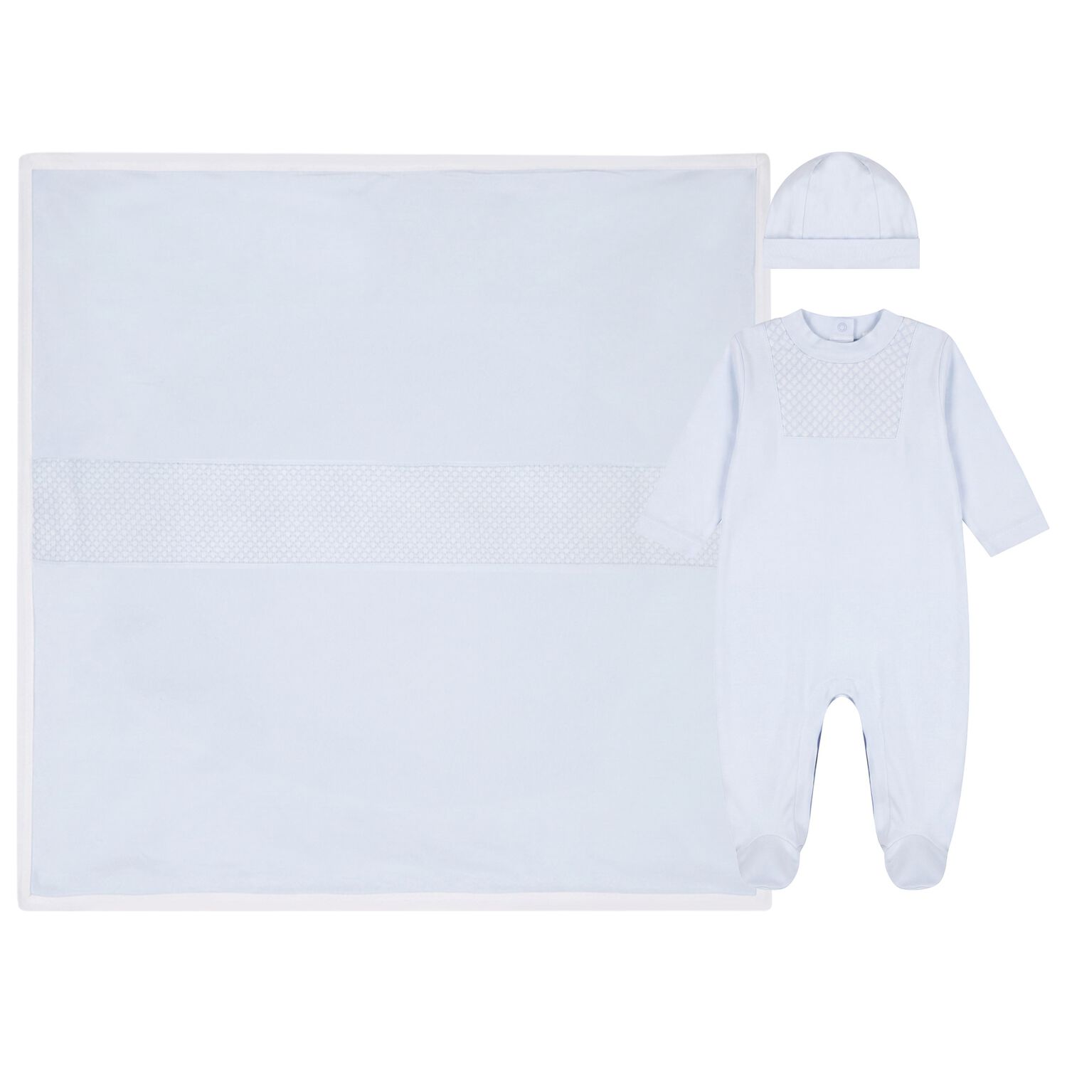 Baby Boys Blue Smocked Babygrow Gift Set, 2, hi-res