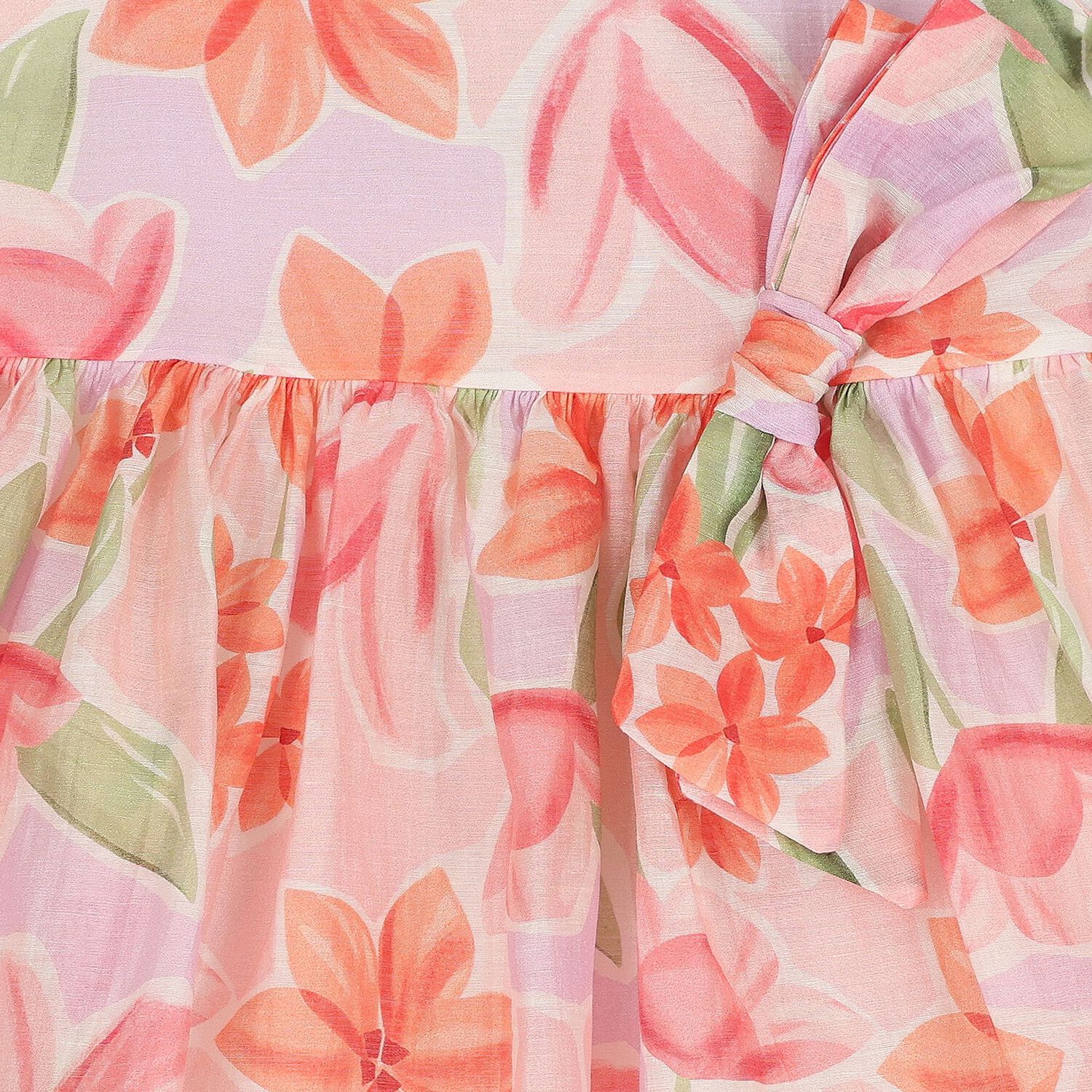 Girls Orange & Pink Floral Dress, 1, hi-res