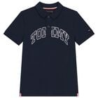 Boys Navy Blue Logo Polo Shirt, 1, hi-res