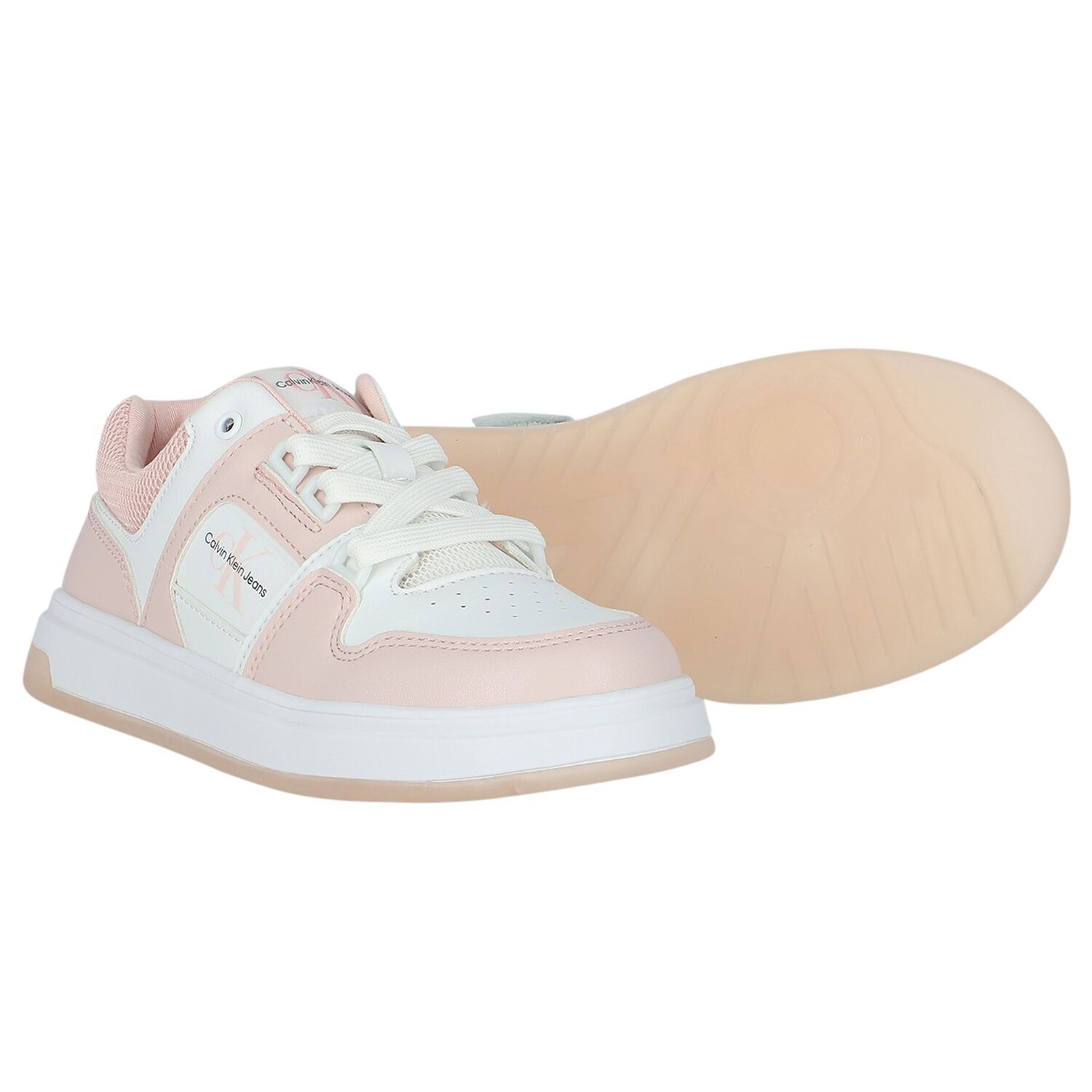 Girls Pink & White Logo Trainers, 1, hi-res image number null