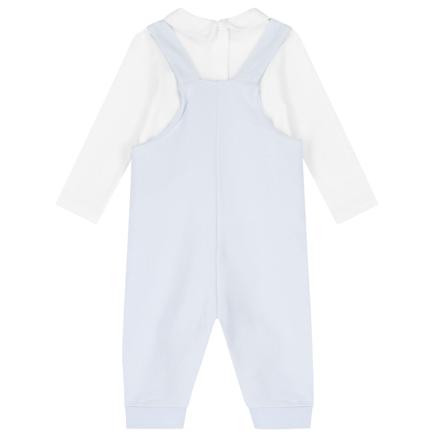 Baby Boys White & Blue Dungaree Set, 1, hi-res image number null