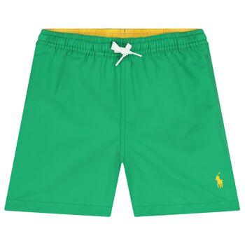 Boys Green Logo Swim Shorts