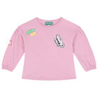 Younger Girls Pink Varsity Logo Long Sleeve Top, 1, hi-res